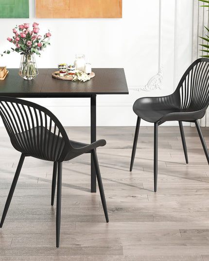 Giantex Black Dining Chairs Set of 4, Modern Kitchen Chairs w/Metal Legs