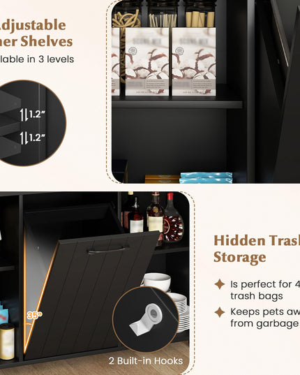 Giantex Kitchen Island w/Trash Bag Storage