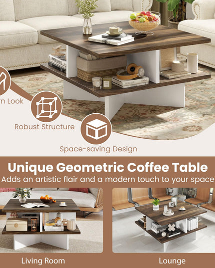 Giantex Square Coffee Table with Storage for Living Room