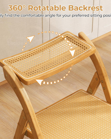 Giantex Rattan Folding Chairs Set with Rotatable Backrests