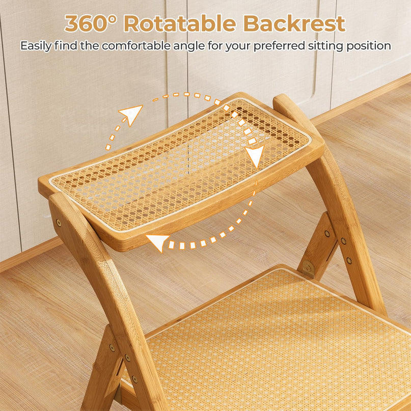 Giantex Rattan Folding Chairs Set with Rotatable Backrests