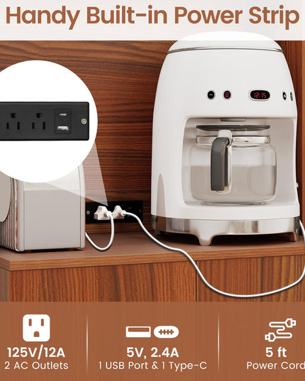 Giantex 66" Kitchen Pantry Cabinet with Charging Station