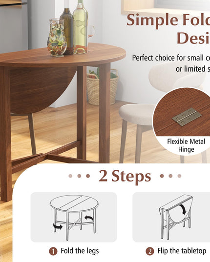 Giantex 35.5” Round Dining Table, Folding Kitchen Table for Small Spaces