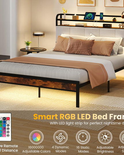 Giantex Bed Frame with Storage Headboard