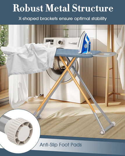 Giantex Ironing Board with Iron Rest, Carbon Steel Iron Board with 4 Layer Heat Resistant Cover & Pad