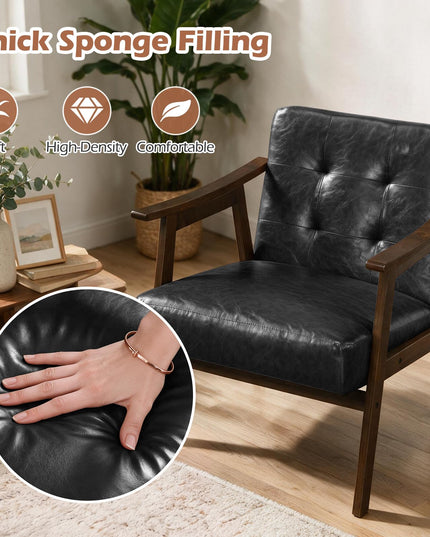 Faux Leather Accent Chair with Inclined Backrest (1/2)