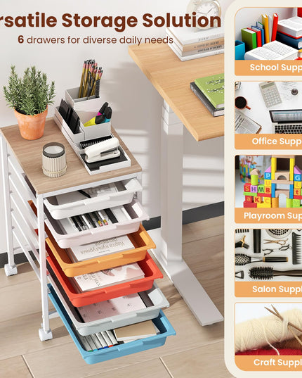 Giantex Rolling Storage Cart with 6 Drawers Utility Cart（22.5"H）