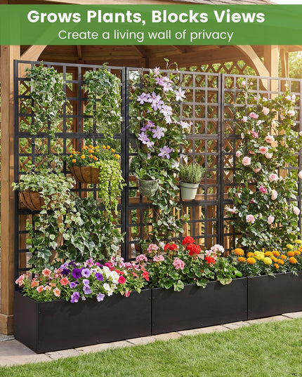 Giantex 36" x 16" x 77" Metal Raised Garden Bed with Trellis