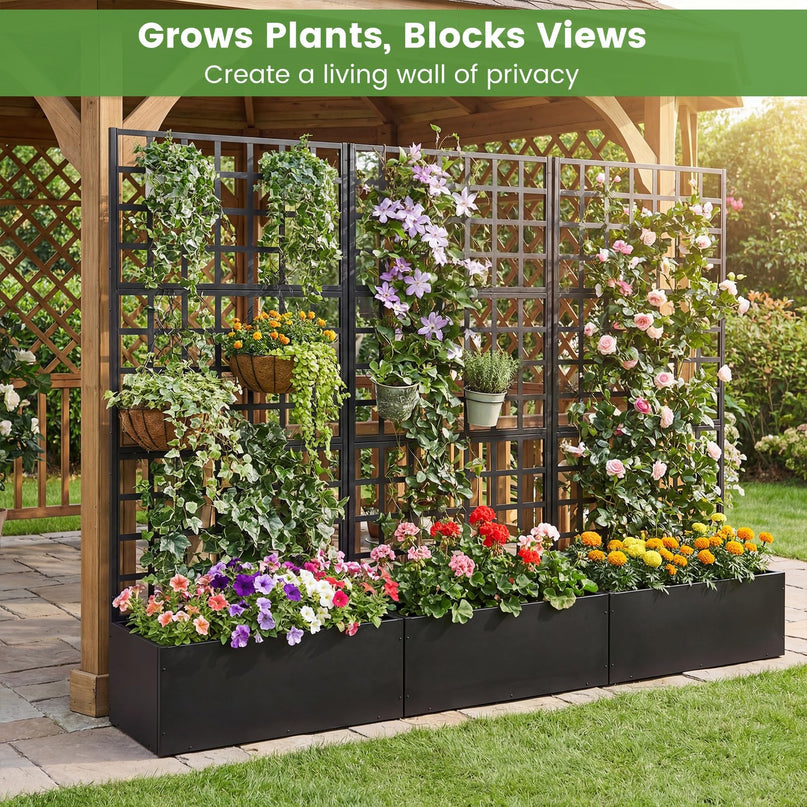 Giantex 36" x 16" x 77" Metal Raised Garden Bed with Trellis