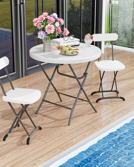 Giantex 32” Round Folding Table, HDPE Foldable Card Table for Party Wedding Event Picnic Commercial Banquet