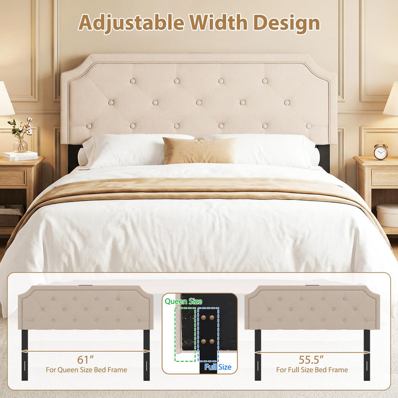 Tête de lit Giantex avec station de charge Grand lit/lit double (capitonnage à losanges avec station de charge)