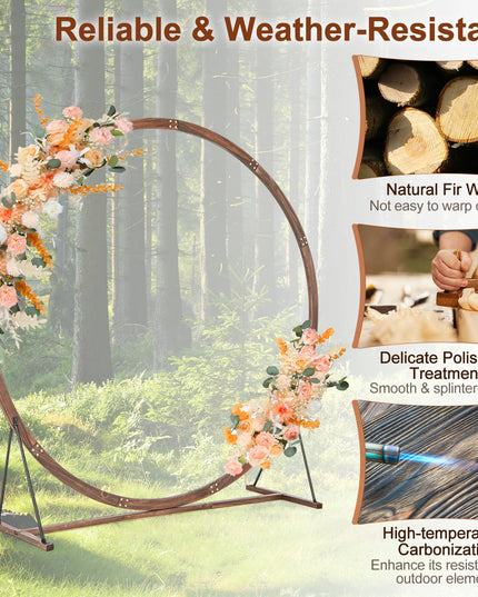 Giantex 7.4 FT Round Solid Wood Arbor for Ceremony Wedding Backdrop Stand