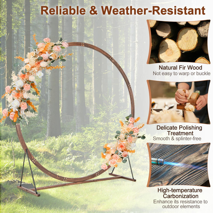 Giantex 7.4 FT Round Solid Wood Arbor for Ceremony Wedding Backdrop Stand