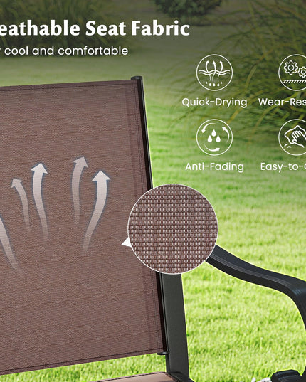 Giantex Counter Height Tall Patio Chairs with Breathable Mesh Fabric Metal Fram