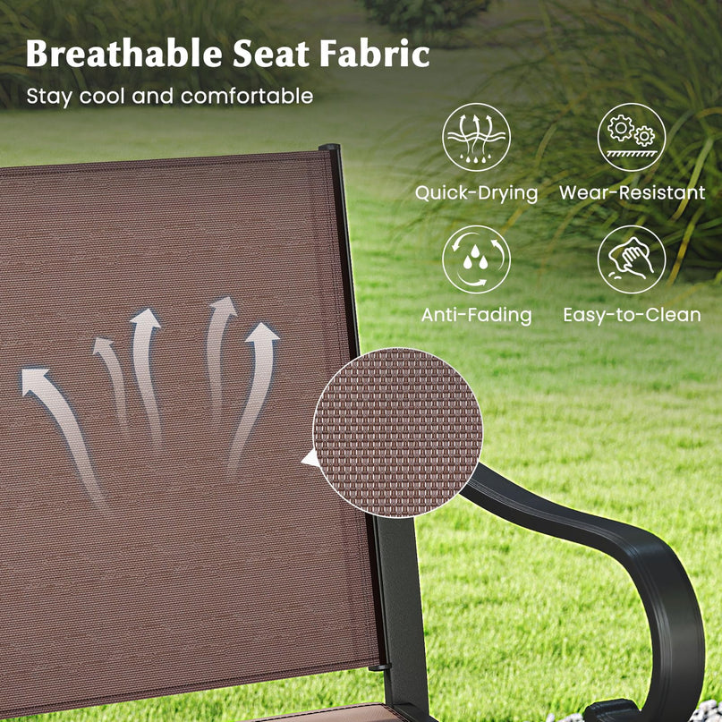 Giantex Counter Height Tall Patio Chairs with Breathable Mesh Fabric Metal Fram