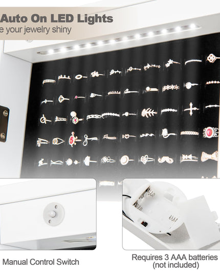 12 LEDs Jewelry Armoire Cabinet with Full-length Mirror - Giantex