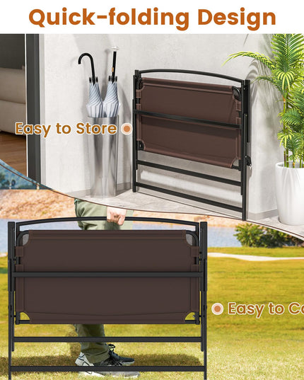 Giantex Outdoor Bench, Folding Garden Bench for 2 Persons, Patio Loveseat with Metal Armrests