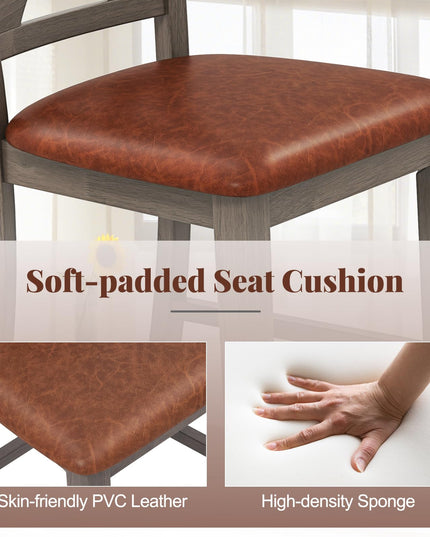 Giantex 24" Bar Stools Set of 2/4, Counter Height Bar Stools with Cross Back & Faux Leather Upholstered Seat