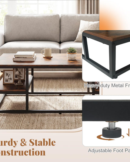Giantex 43" Rectangular Modern Coffee Table with Storage