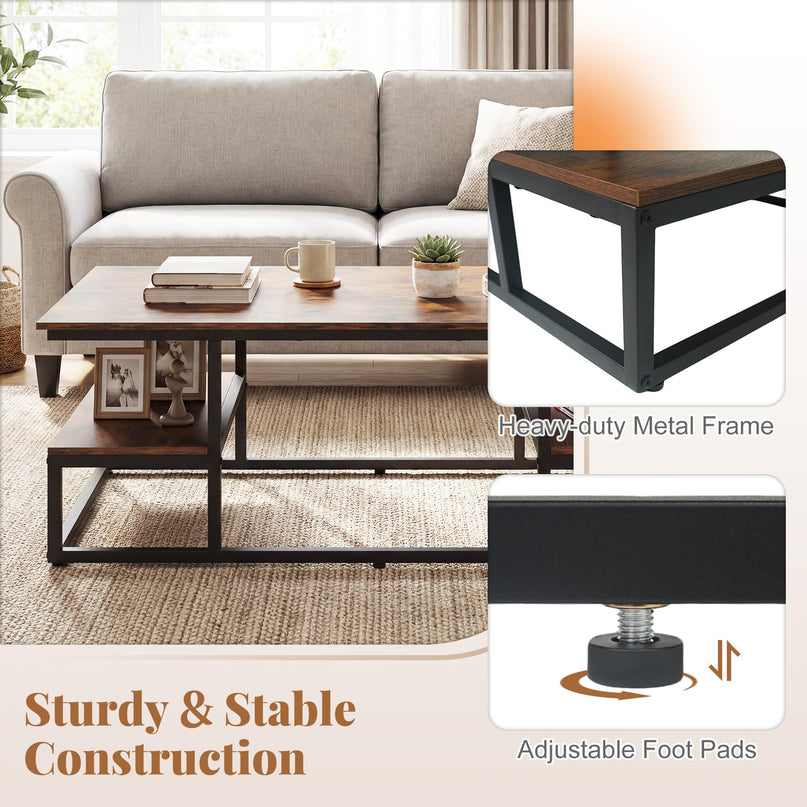 Giantex 43" Rectangular Modern Coffee Table with Storage