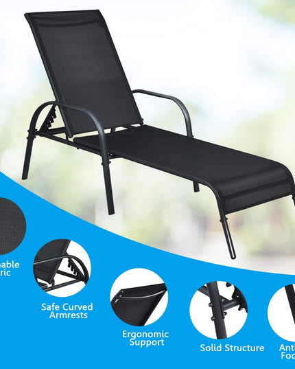 Giantex Adjustable Patio Chaise Lounge, Outdoor Folding Lounge Recliner Chairs