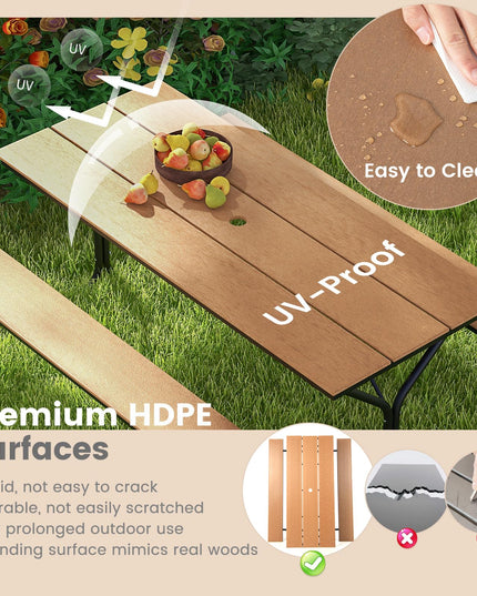 Giantex 6 FT Outdoor Picnic Table Bench Set for 6-8 People