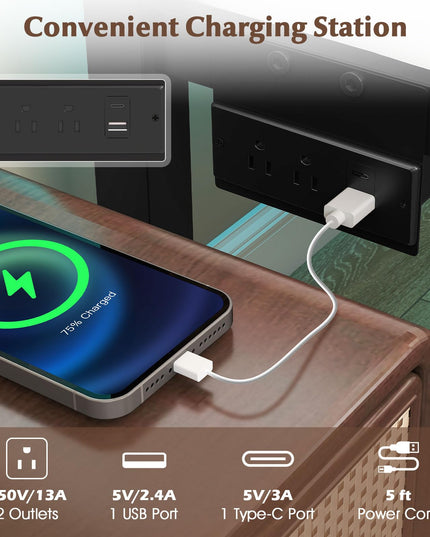 Giantex Full Size LED Bed Frame with Charging Station