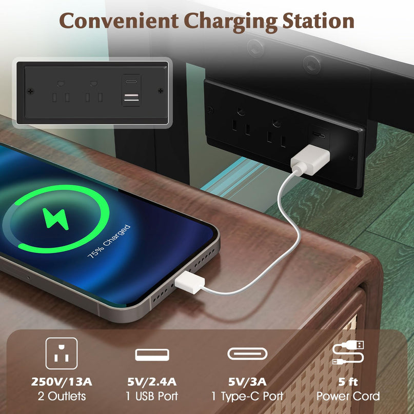 Giantex Full Size LED Bed Frame with Charging Station
