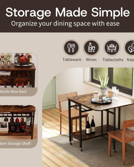 Giantex Folding Dining Table with 5 Wheels for Small Spaces