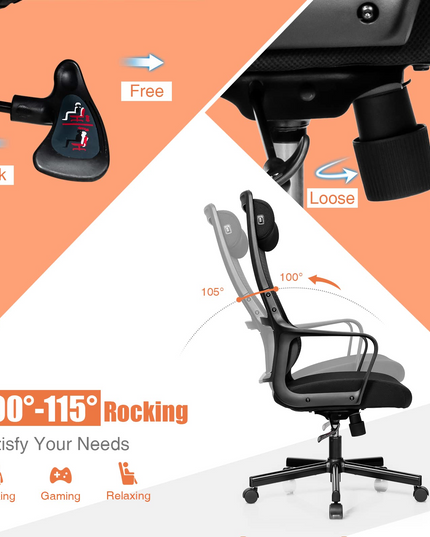 Giantex High Back Mesh Office Chair with Heating Headrest and Lumbar Support Armrest