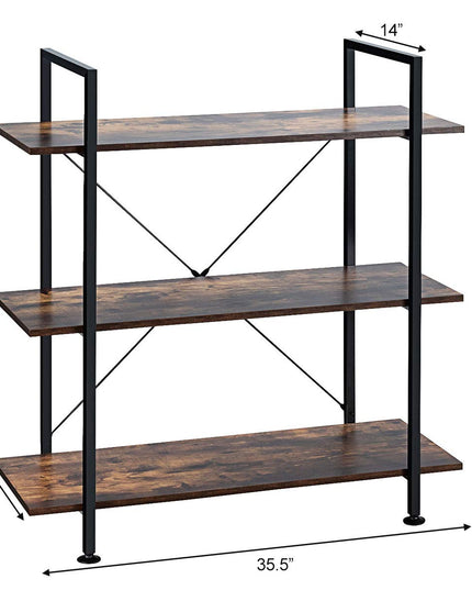 Giantex 3-Tier Industrial Bookshelf, Vintage Bookcase w/ Metal Frame