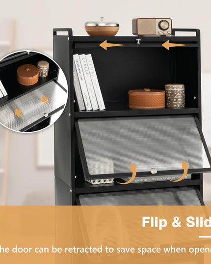 Giantex 5-Tier Kitchen Storage Cabinet, Mobile Microwave Stand with Flip-up PC Doors