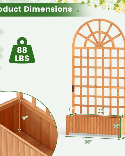 Jardinière surélevée d'extérieur en bois de sapin Giantex 71" avec treillis et trous de drainage