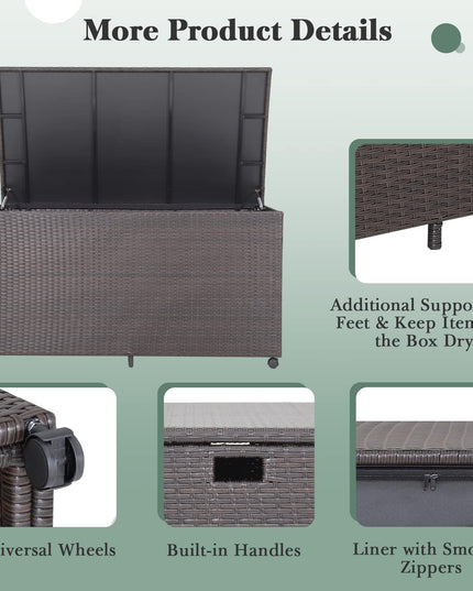 Giantex Wicker Outdoor Deck Box - 133 Gallon Storage Box with Lid