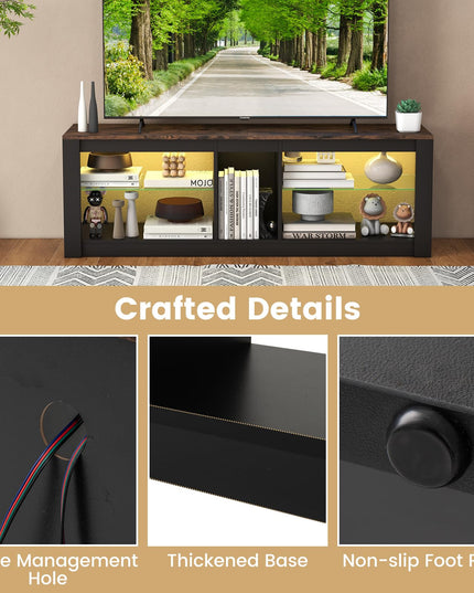Giantex 55" LED Light TV Stand - Media Console for TVs up to 65 inches