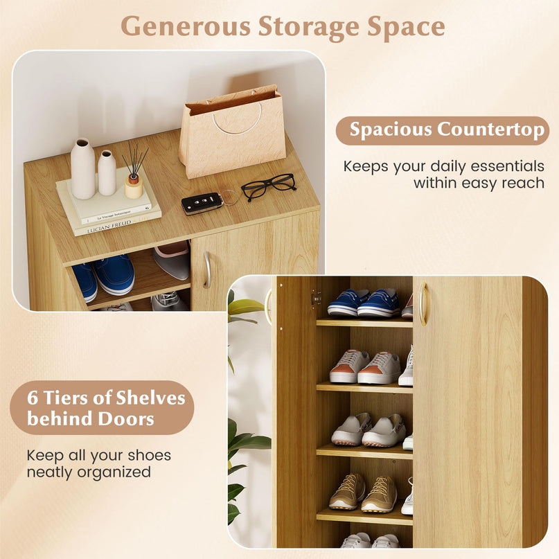 Giantex Shoe Cabinet with Removable Shelves for Living Room