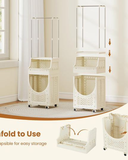 Giantex Folding Laundry Basket with Lockable Wheels