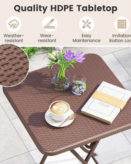 Giantex 23.5" Square Folding Table, HDPE Foldable Patio Bistro Table for 2-4, Indoor Outdoor Use