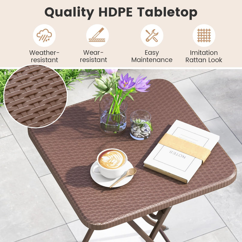Giantex 23.5" Square Folding Table, HDPE Foldable Patio Bistro Table for 2-4, Indoor Outdoor Use