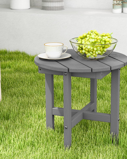 Giantex Small Outdoor Side Table - Weather-Resistant HDPE Adirondack Round End Table