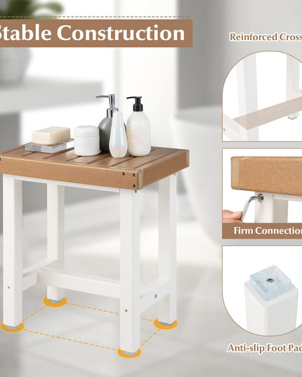 Giantex Shower Bench Waterproof HDPE - Shower Stool, Plastic Spa Bath Step Foot Rest for Bathroom