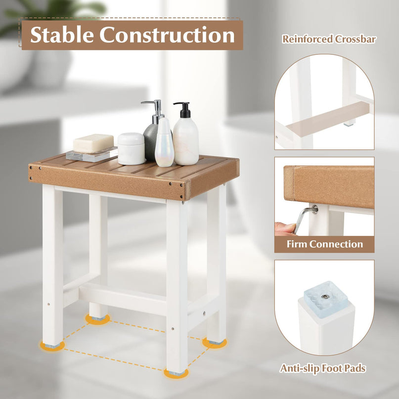 Giantex Shower Bench Waterproof HDPE - Shower Stool, Plastic Spa Bath Step Foot Rest for Bathroom