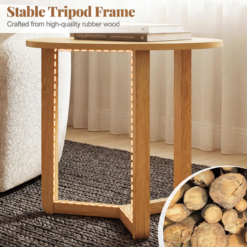 Giantex Tables basses gigognes rondes, ensemble de 2 tables d'appoint gigognes en bois