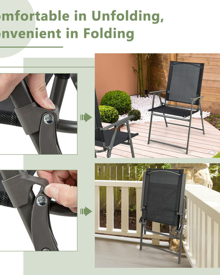 Patio Folding Chairs Set - Giantex