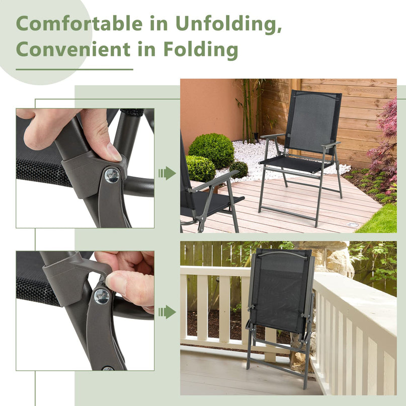 Patio Folding Chairs Set - Giantex