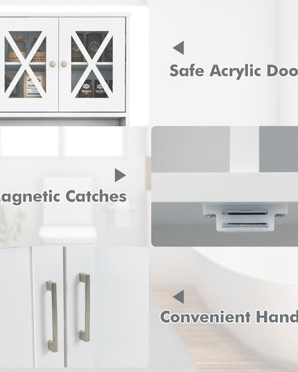 Giantex 57" Tall Bathroom Cabinet, Storage Cabinet with Acrylic Doors & Adjustable Shelves