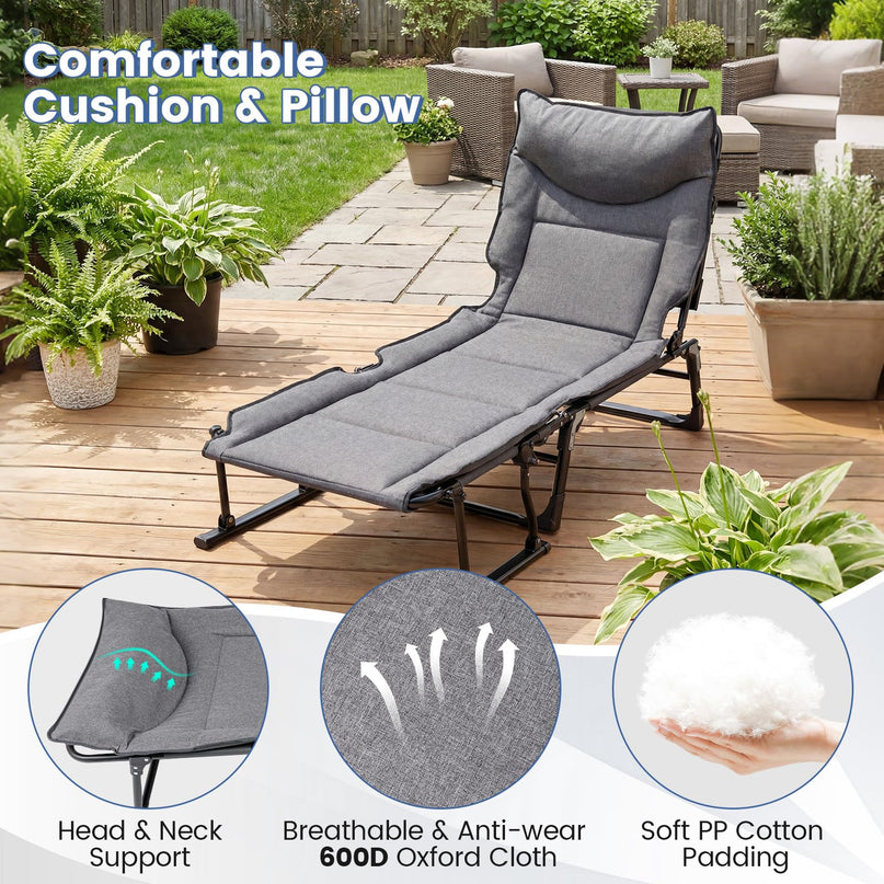 Chaise longue pliante Giantex pour patio avec coussin pour salon