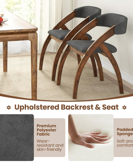 Giantex Wooden Dining Chairs, Upholstered Kitchen Chairs w/Arched Rubber Wood Legs