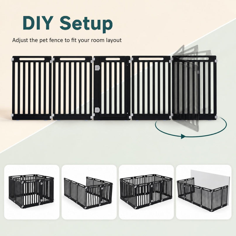 GIANTEX 32" Plastic Pet Fence with Lockable Door for Puppy