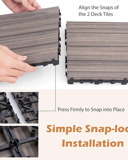 Giantex Interlocking Deck Tiles 18/36 Pack - 12" x 12" Weatherproof Composite Outdoor Flooring Covering